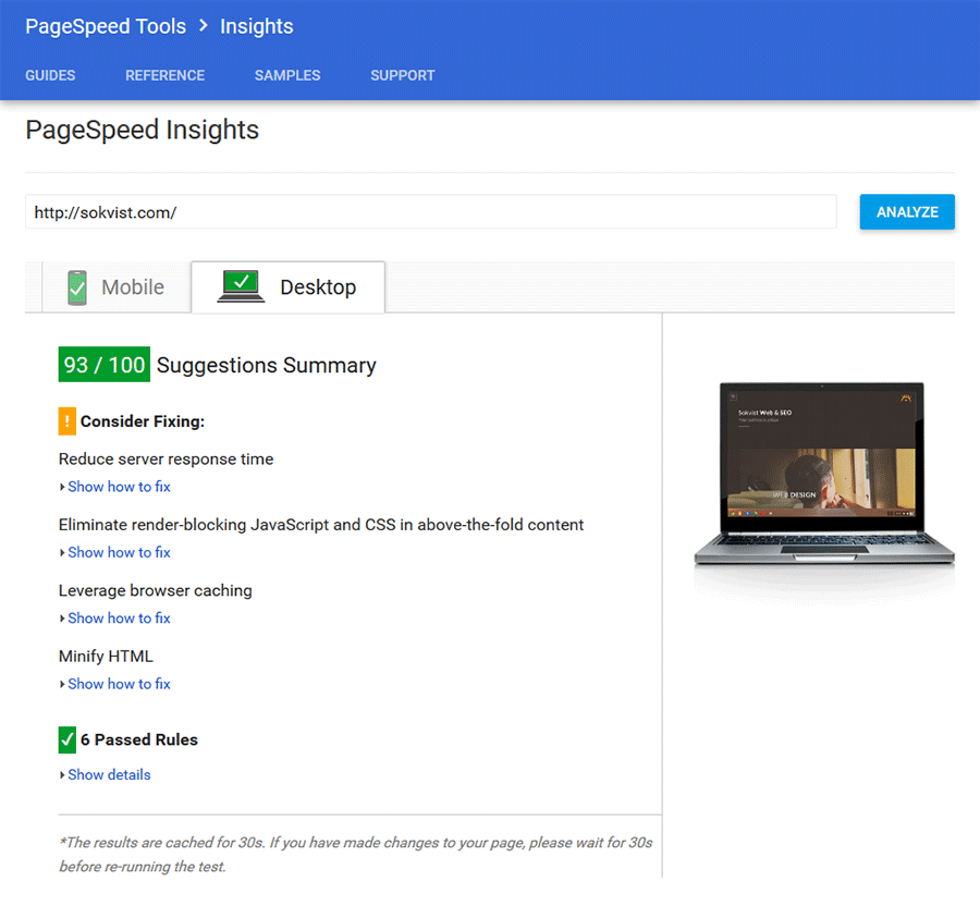 PageSpeed Insights -Sokvist
